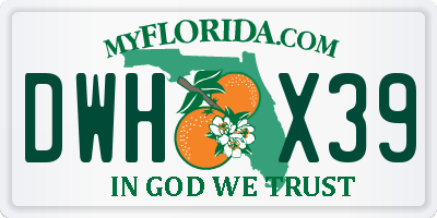 FL license plate DWHX39