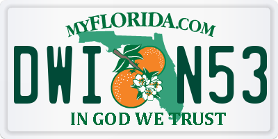 FL license plate DWIN53