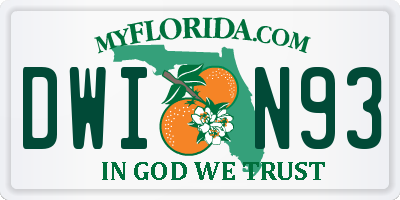 FL license plate DWIN93