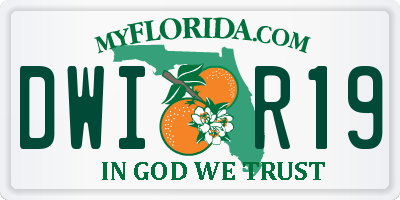 FL license plate DWIR19