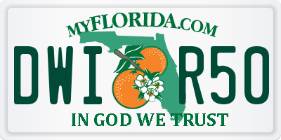 FL license plate DWIR50