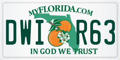 FL license plate DWIR63