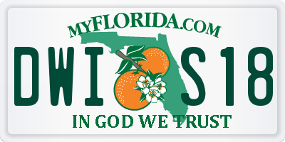 FL license plate DWIS18