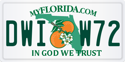 FL license plate DWIW72