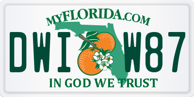 FL license plate DWIW87