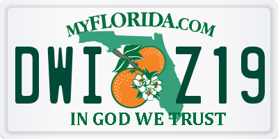 FL license plate DWIZ19