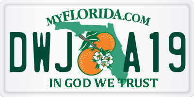 FL license plate DWJA19