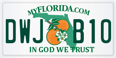 FL license plate DWJB10