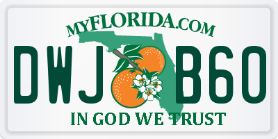 FL license plate DWJB60