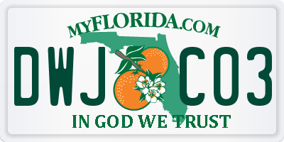 FL license plate DWJC03