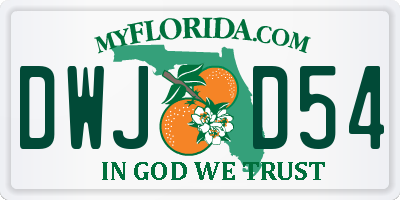 FL license plate DWJD54