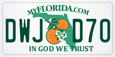 FL license plate DWJD70