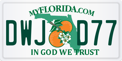 FL license plate DWJD77