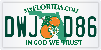 FL license plate DWJD86