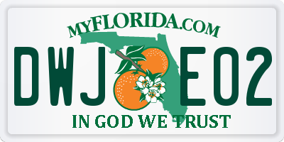 FL license plate DWJE02