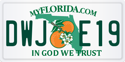 FL license plate DWJE19
