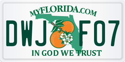 FL license plate DWJF07