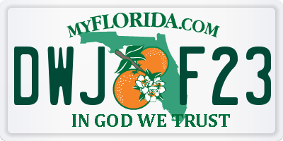 FL license plate DWJF23
