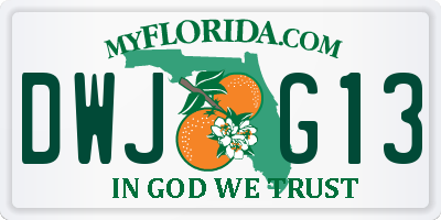 FL license plate DWJG13