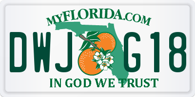 FL license plate DWJG18