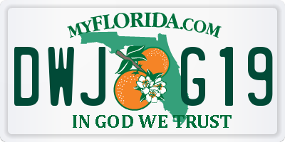 FL license plate DWJG19