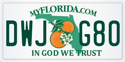 FL license plate DWJG80