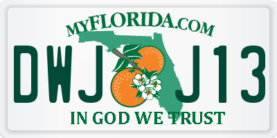 FL license plate DWJJ13