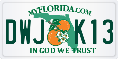 FL license plate DWJK13