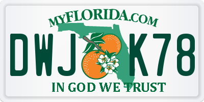 FL license plate DWJK78