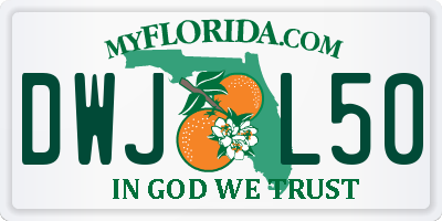 FL license plate DWJL50