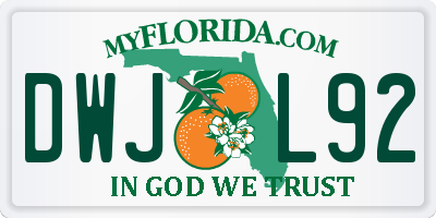 FL license plate DWJL92