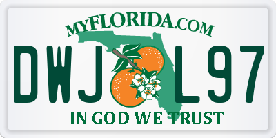 FL license plate DWJL97