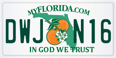 FL license plate DWJN16