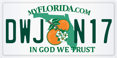 FL license plate DWJN17