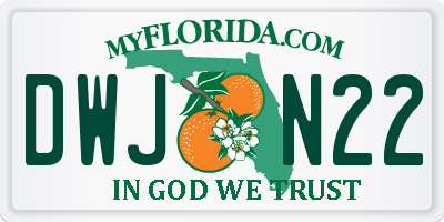 FL license plate DWJN22