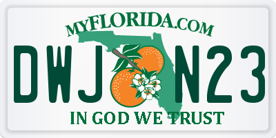 FL license plate DWJN23