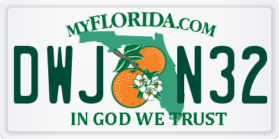 FL license plate DWJN32