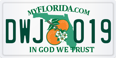 FL license plate DWJO19