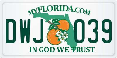 FL license plate DWJO39