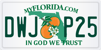 FL license plate DWJP25