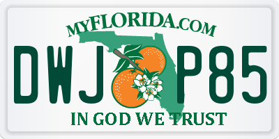 FL license plate DWJP85