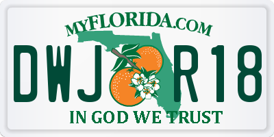 FL license plate DWJR18