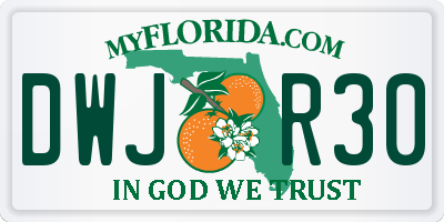 FL license plate DWJR30