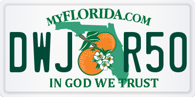 FL license plate DWJR50