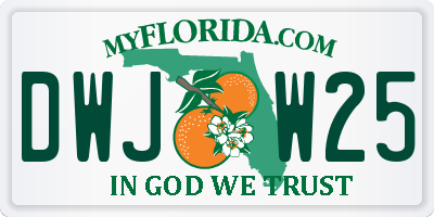 FL license plate DWJW25