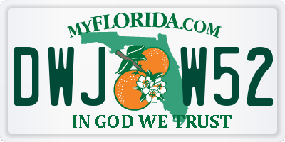 FL license plate DWJW52
