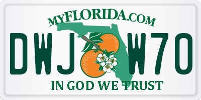 FL license plate DWJW70