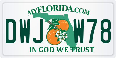 FL license plate DWJW78
