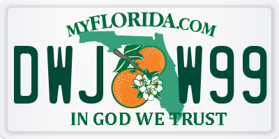 FL license plate DWJW99