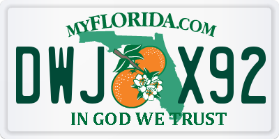 FL license plate DWJX92
